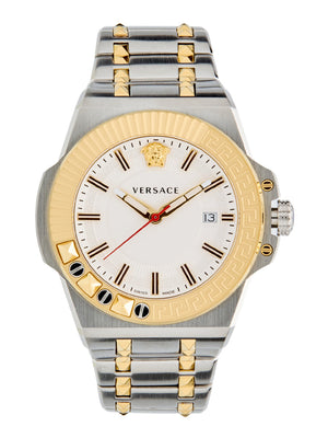  Shop Authentic Versace Chain Reaction Quartz White Dial Two Tone Steel Strap Watch for Men - VEDY00519 - Luxxuri
