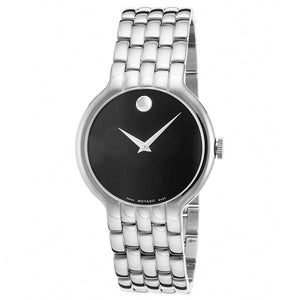  Shop Authentic Movado Classic Quartz Black Dial Silver Steel Strap Watch for Men - 0606337 - Luxxuri