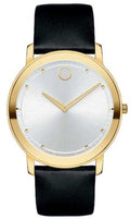  Shop Authentic Movado TC Silver Dial Black Leather Strap Watch For Men - 606695 - Luxxuri