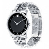 Shop Authentic Movado Museum Diamonds Black Dial Silver Steel Strap Watch For Men - 606878 - Luxxuri