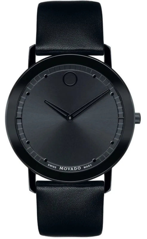  Shop Authentic Movado Sapphire Black Dial Black Leather Strap Watch for Men - 606884 - Luxxuri