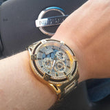  Shop Authentic Guess King Quartz Crystals Gold Dial Black Silicone Strap Watch For Men - GW0537G2 - Luxxuri