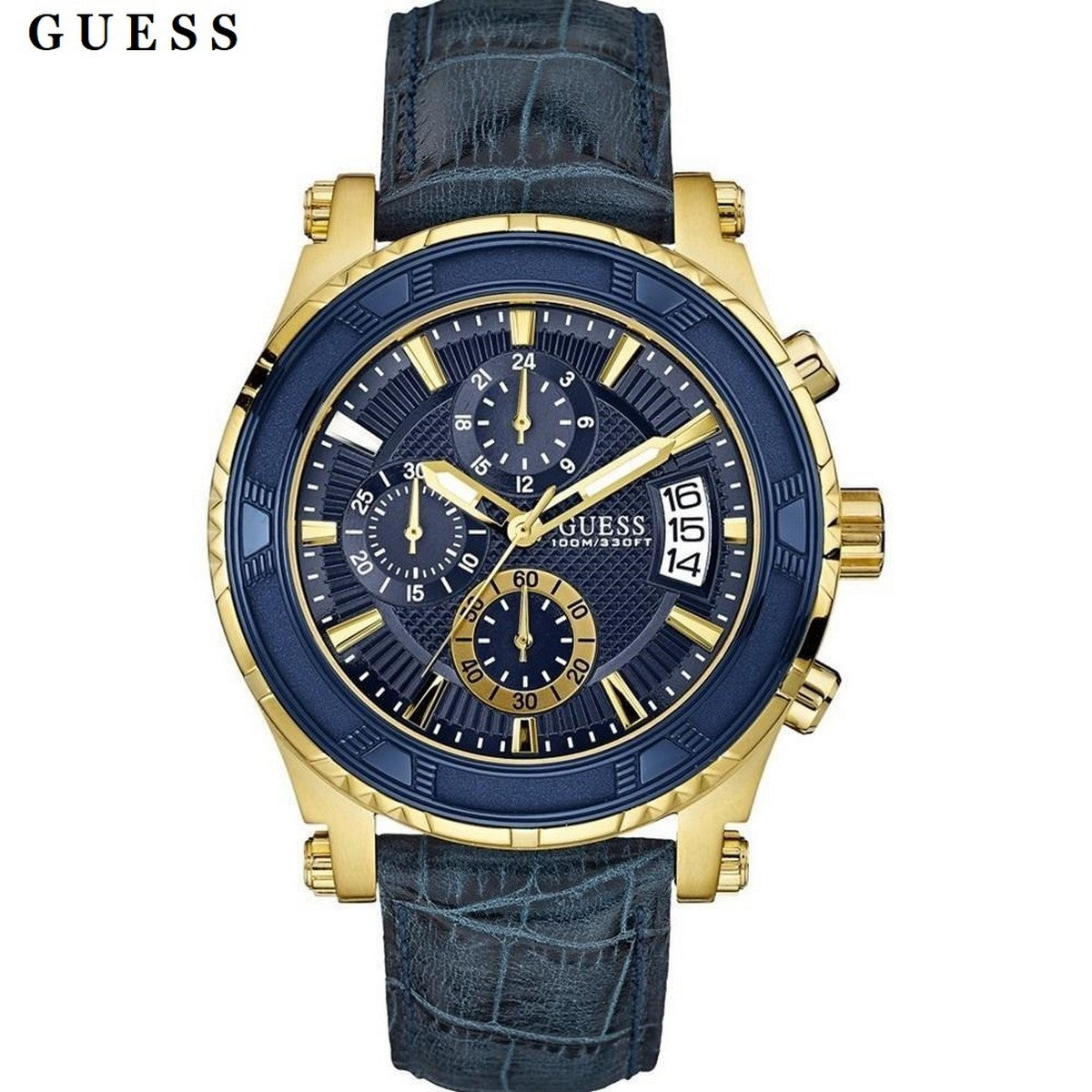  Shop Authentic Guess Pinnacle Chronograph Quartz Blue Dial Blue Leather Strap Watch For Men - W0673G2 - Luxxuri