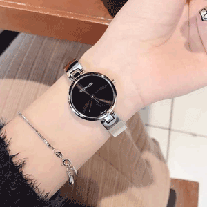  Shop Authentic Calvin Klein Wavy Black Dial Silver Steel Strap Watch for Women - K9U23141 - Luxxuri