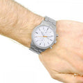 Fossil Townsman White Dial Silver Steel Strap Watch for Men - FS5346
