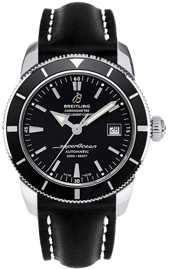  Shop Authentic Breitling Superocean Heritage 42mm Black Leather Strap Mens Watch - A1732124 - Luxxuri
