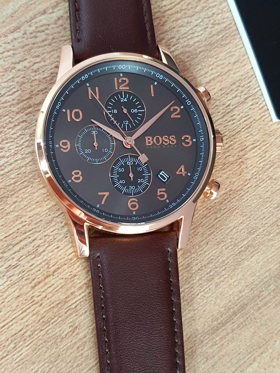  Shop Authentic Hugo Boss Navigator Grey Dial Brown Leather Strap Watch for Men - 1513496 - Luxxuri