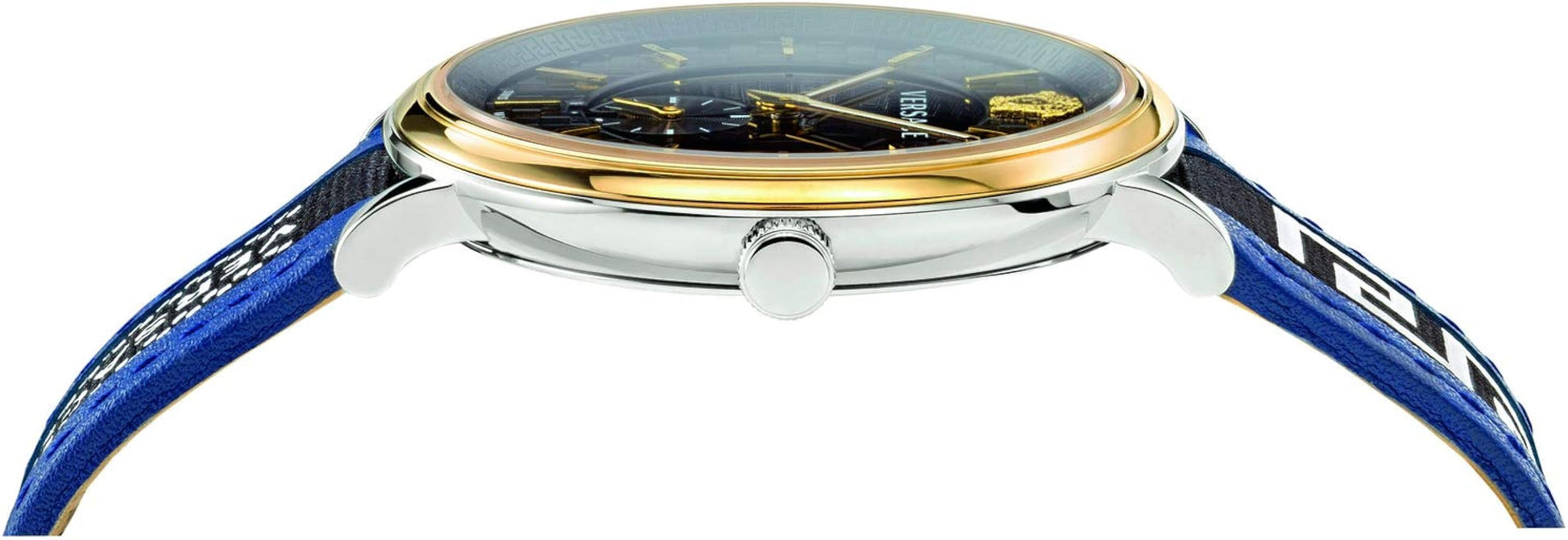  Shop Authentic Versace  V-Circle Black Dial Blue Leather Strap Watch for Men - VEBQ01419 - Luxxuri