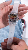  Shop Authentic Guess Phoenix Polycarbonate Clear Multi-function Black Dial Clear Rubber Strap Watch for Men - GW0499G3 - Luxxuri