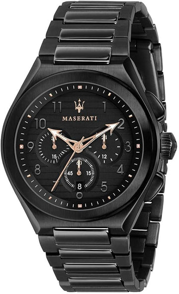  Shop Authentic Maserati Triconic Quartz Black Dial Black Steel Strap Watch For Men - R8873639003 - Luxxuri