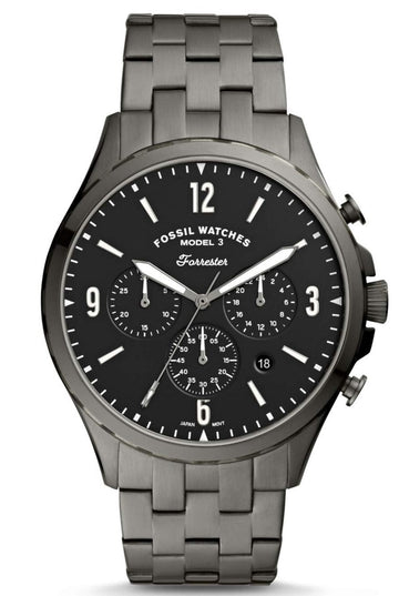  Shop Authentic Fossil Forrester Chronograph Black Dial Grey Steel Strap Watch for Men - FS5606 - Luxxuri