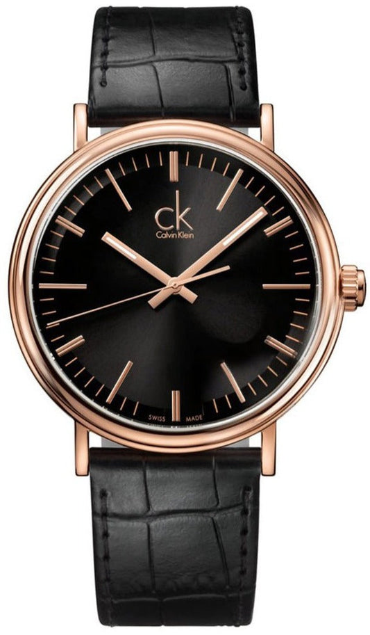  Shop Authentic Calvin Klein Surround Black Dial Black Leather Strap Watch for Men - K3W216C1 - Luxxuri
