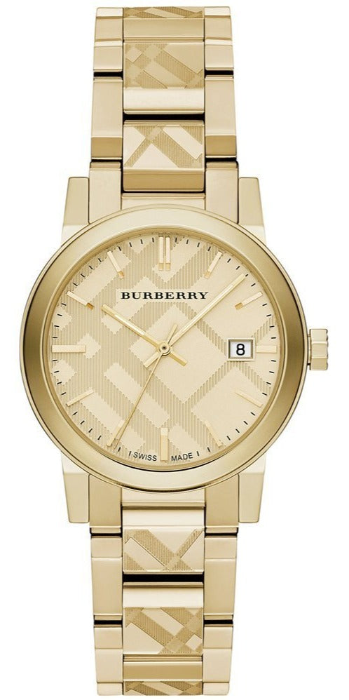  Shop Authentic Burberry The City Gold Dial Gold Steel Strap Watch for Women - BU9145 - Luxxuri