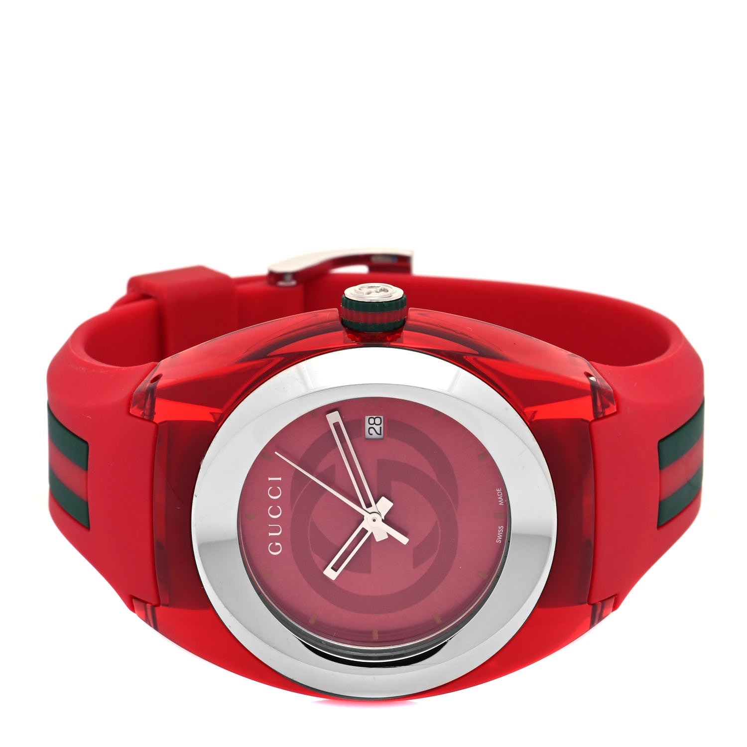 Shop Authentic Gucci Sync XXL Quartz Red Dial Red Rubber Strap Unisex Watch -  YA137103 - Luxxuri