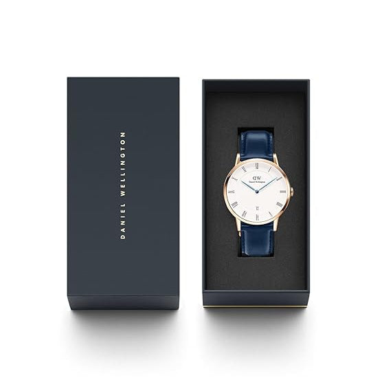  Shop Authentic Daniel Wellington Dapper Somerset White Dial Blue Leather Strap Watch For Men - DW00100191 - Luxxuri