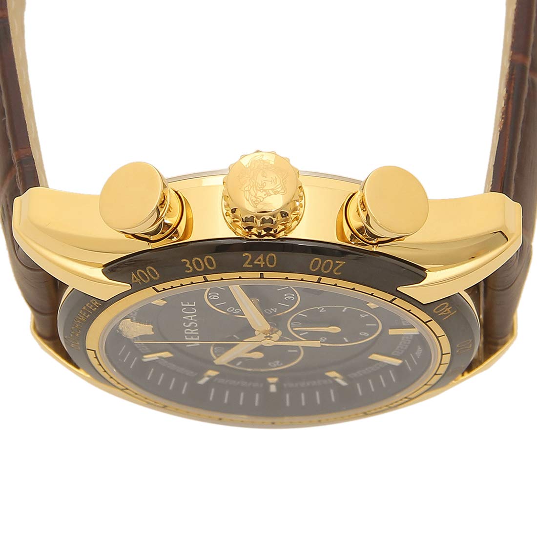  Shop Authentic Versace V-Ray Chronograph Quartz Black Dial Brown Leather Strap Watch For Men - VEDB00318 - Luxxuri