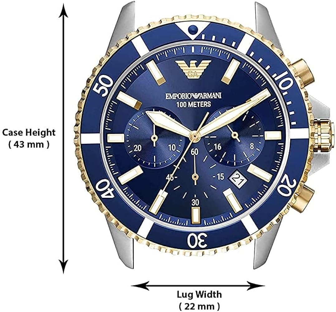  Shop Authentic Emporio Armani Mario Chronograph Blue Dial Two Tone Steel Strap Watch For Men - AR11362 - Luxxuri