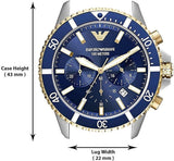  Shop Authentic Emporio Armani Mario Chronograph Blue Dial Two Tone Steel Strap Watch For Men - AR11362 - Luxxuri