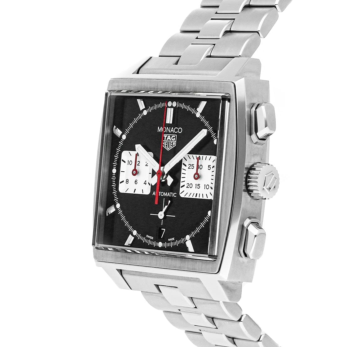  Shop Authentic Tag Heuer Monaco Automatic Chronograph Black Dial Silver Steel Strap Watch for Men - CBL2113.BA0644 - Luxxuri