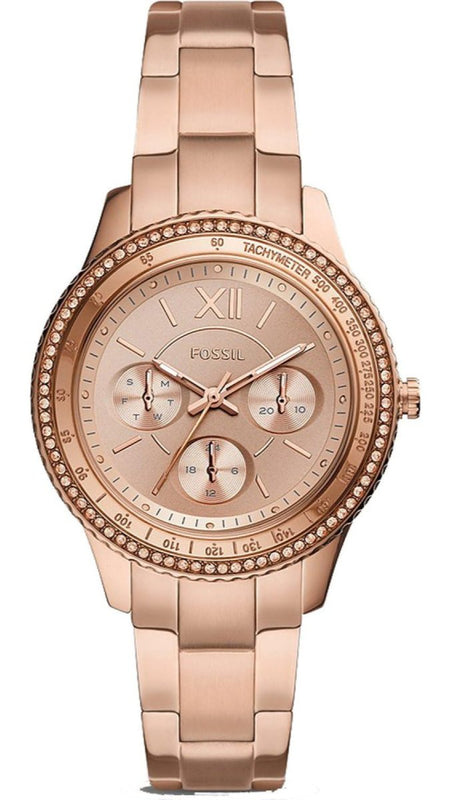  Shop Authentic Fossil Stella Sport Multifunction Rose Gold Dial Rose Gold Steel Strap Watch for Women - ES5106 - Luxxuri