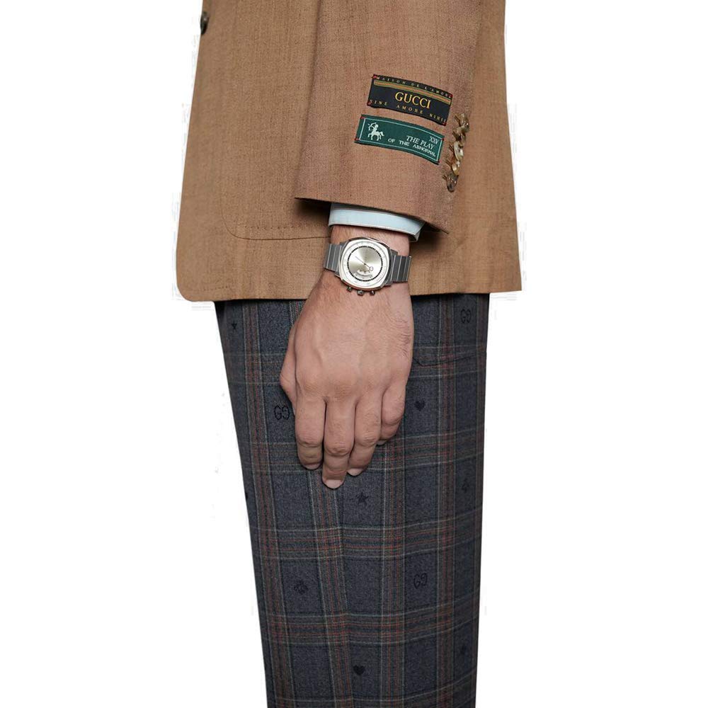  Shop Authentic Gucci Grip Collection Quartz Silver Dial Silver Steel Strap Watch For Men - YA157302 - Luxxuri