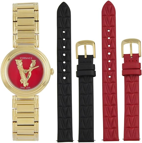  Shop Authentic Versace Virtus Mini Quartz Red Dial Gold Steel Strap Watch For Women - VET300321 - Luxxuri