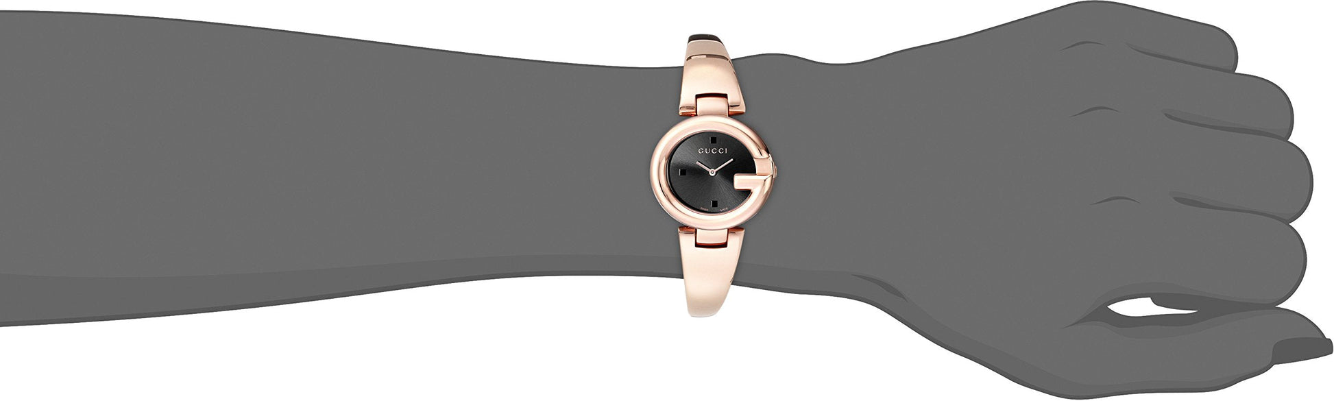  Shop Authentic Gucci Guccissima Collection Quartz Black Dial Rose Gold Steel Strap Watch For Women - YA134509 - Luxxuri