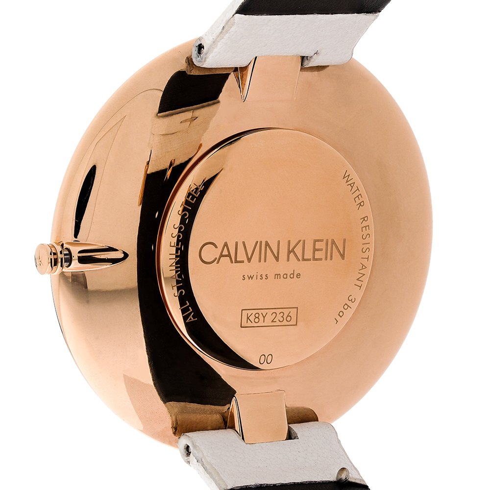  Shop Authentic Calvin Klein Full Moon White Dial White Leather Strap Watch for Women - K8Y236L6 - Luxxuri