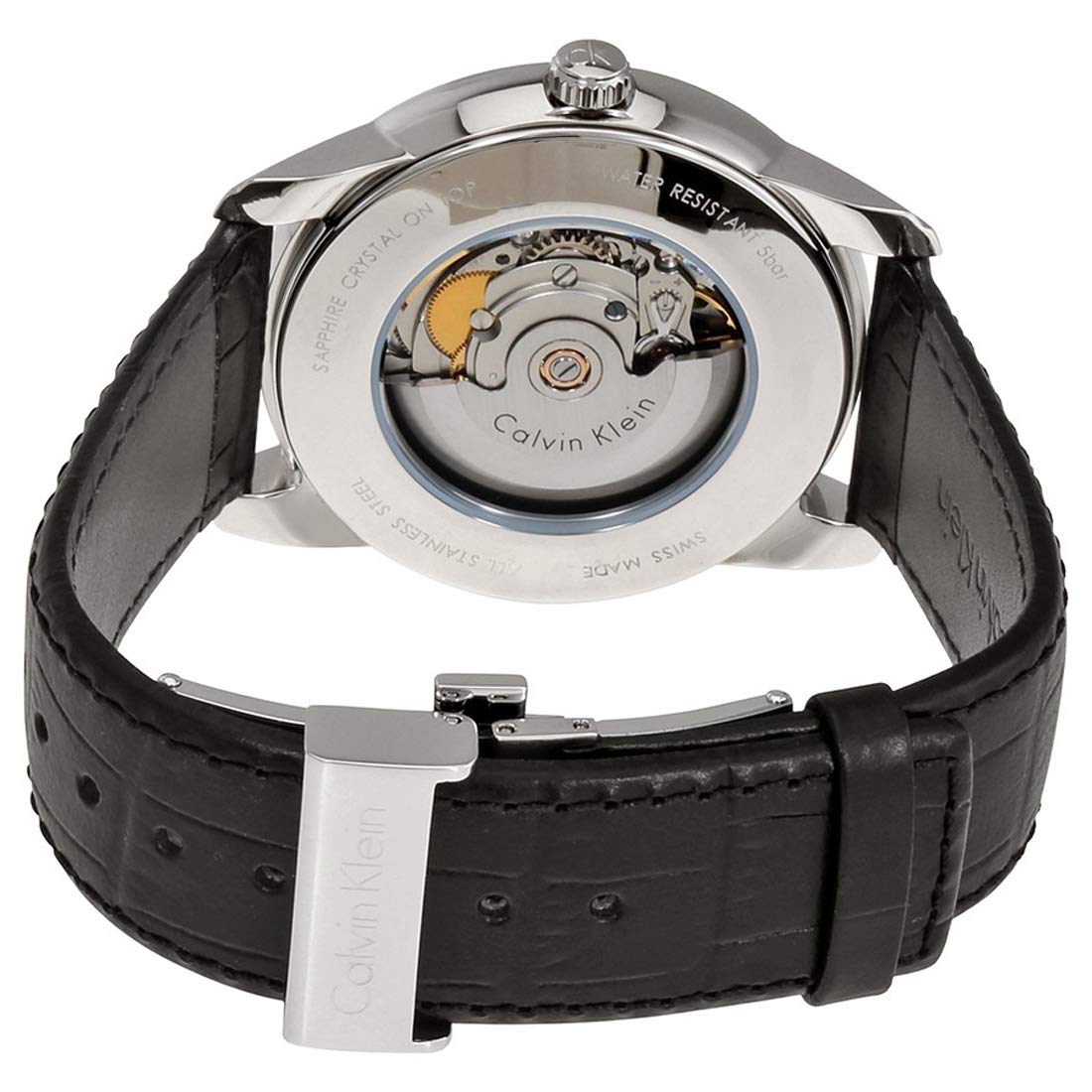  Shop Authentic Calvin Klein Infinity Silver Dial Black Leather Strap Watch for Men - K5S341C6 - Luxxuri