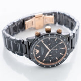  Shop Authentic Emporio Armani Mario Ceramic Chronograph Black Dial Black Steel Strap Watch For Men - AR70002 - Luxxuri