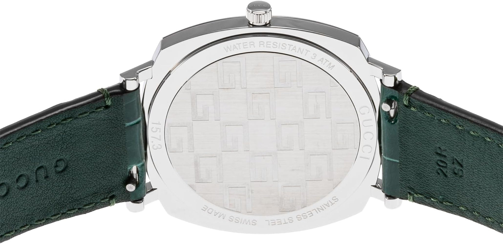 Shop Authentic Gucci Grip Quartz Silver Dial Green Leather Strap Watch For Women - YA157414 - Luxxuri