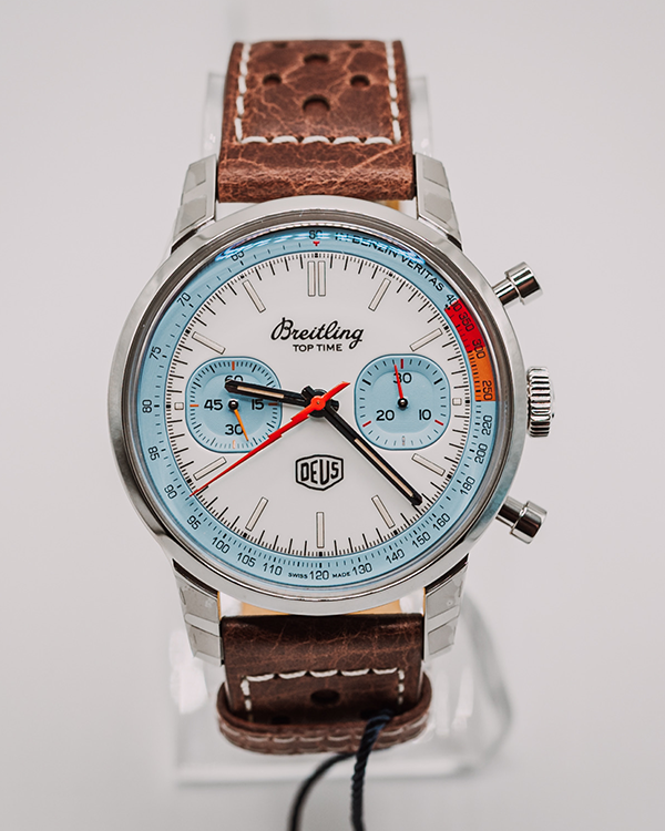  Shop Authentic Breitling Top Time Deus Limited Edition White Dial Brown Leather Strap Watch for Men - A233112A1A1X1 - Luxxuri