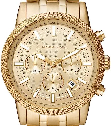  Shop Authentic Michael Kors Hutton Chronograph Gold Dial Gold Steel Strap Watch For Men - MK8953 - Luxxuri