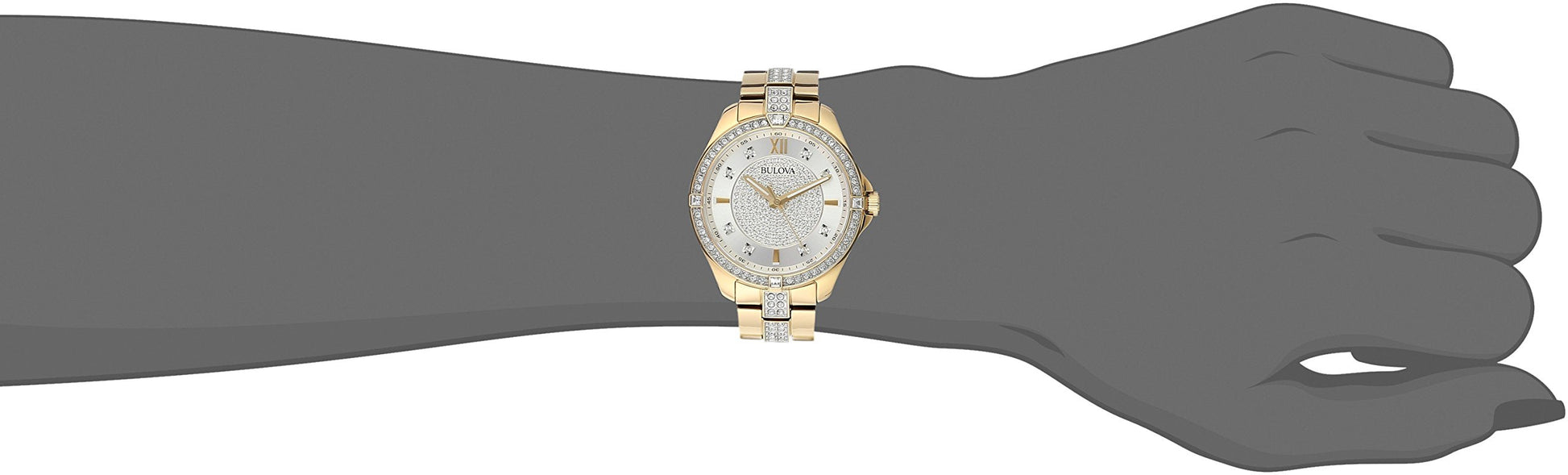  Shop Authentic Bulova Crystal Collection Silver Crystal Dial Gold Steel Strap Watch for Women - 98L228 - Luxxuri