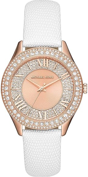  Shop Authentic Michael Kors Harlowe Analog Rose Gold Dial White Leather Strap Watch For Women - MK2989 - Luxxuri