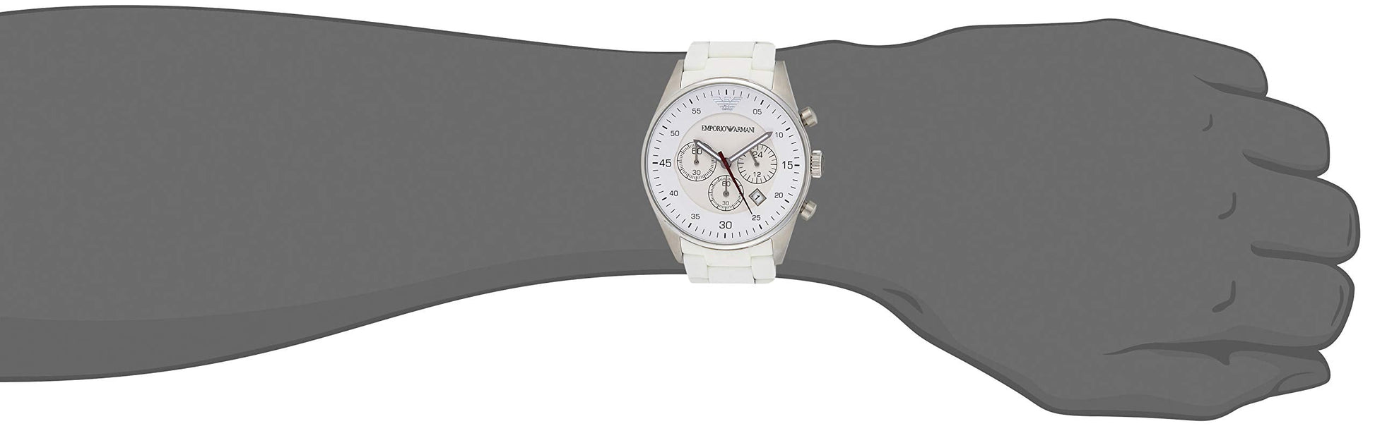  Shop Authentic Emporio Armani Sport Chronograph White Dial White Silicone Strap Watch For Men - AR5859 - Luxxuri