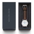  Shop Authentic Daniel Wellington Dapper Bristol White Dial Brown Leather Strap Watch For Women - DW00100090 - Luxxuri