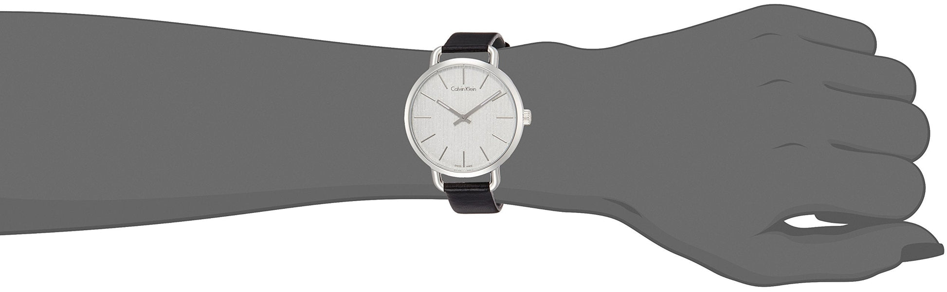  Shop Authentic Calvin Klein Even Silver Black Leather Strap Watch for Women - K7B231C6 - Luxxuri