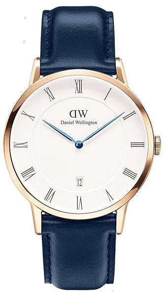  Shop Authentic Daniel Wellington Dapper Somerset White Dial Blue Leather Strap Watch For Men - DW00100191 - Luxxuri