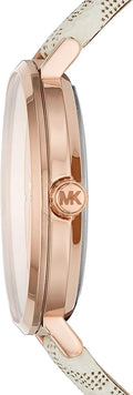  Shop Authentic Michael Kors Jayne Three Hand Rose Gold Dial White Leather Strap Watch For Women - MK7128 - Luxxuri