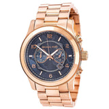 Shop Authentic Michael Kors Runway Stop Hunger Quartz Blue Dial Rose Gold Steel Strap Watch For Men - MK8358 - Luxxuri