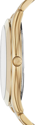 Michael Kors Slim Runway Quartz Black Dial Gold Steel Strap Watch For Men - MK8621