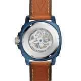  Shop Authentic Fossil Modern Machine Automatic Skeleton Silver Dial Brown Leather Strap Watch for Men - ME3135 - Luxxuri