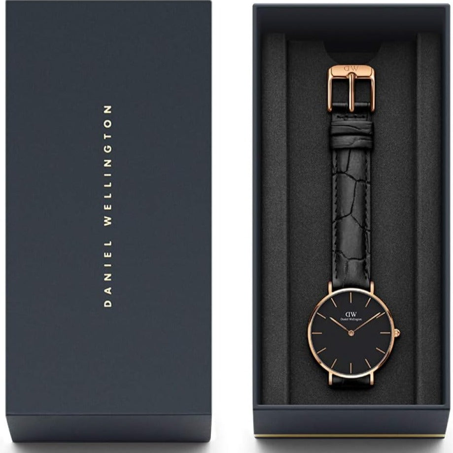  Shop Authentic Daniel Wellington Classic Petite Reading Black Dial Black Leather Strap Watch For Women - DW00100167 - Luxxuri