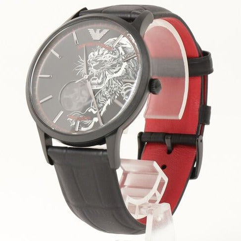  Shop Authentic Emporio Armani Meccanico Skeleton Black Dial Black Leather Strap Watch For Men - AR60046 - Luxxuri
