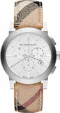  Shop Authentic Burberry The City Chronograph White Dial Haymarket Leather Strap Watch For Men - BU9360 - Luxxuri