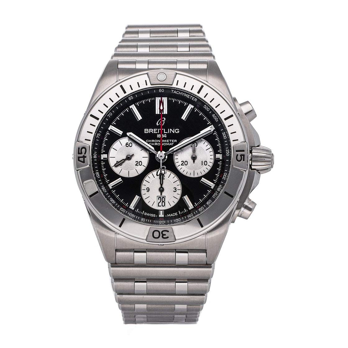  Shop Authentic Breitling Chronomat B01 42mm Black Dial Silver Steel Strap Watch for Men - AB0134101B1A1 - Luxxuri