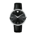  Shop Authentic Movado Ultra Slim Black Dial Black Leather Strap Watch For Men - 0607086 - Luxxuri