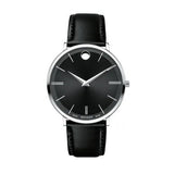  Shop Authentic Movado Ultra Slim Black Dial Black Leather Strap Watch For Men - 0607086 - Luxxuri