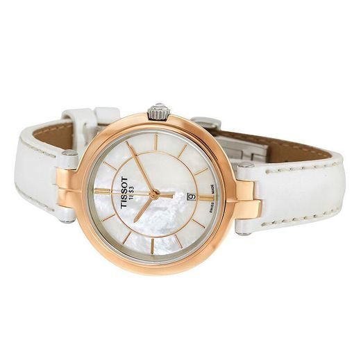  Shop Authentic Tissot T Lady Flamingo Mother of Pearl White Dial White Leather Strap Watch For Women - T094.210.26.111.01 - Luxxuri